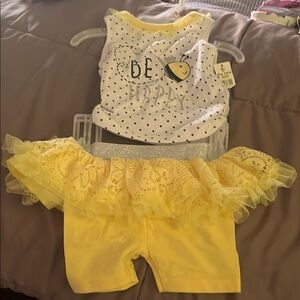 Yellow and White Polka Dot Kids Outfit
